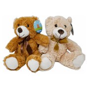 Wholesale - 10.25" PLUSH BEAR WITH RIBBON BROWN & BEIGE C/P 12, UPC: 810002208065